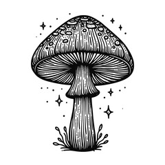 Mushroom Drawing with Stars