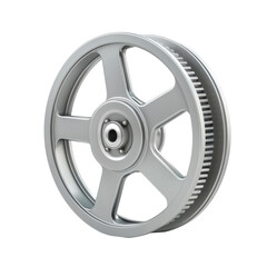 Obraz premium Gray Metallic Gear Wheel with Five Spokes and Central Hub