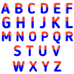 Vibrant Red and Blue Bi-Colored Alphabet Letters, Abc Letters 