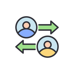 Concept Of Collaboration And Interchange Between Two People Icon