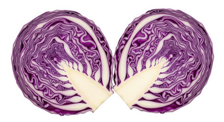Fototapeta premium Red cabbage sliced in half vegetable healthy food photography culinary ingredient fresh produce diet raw food on transparent background