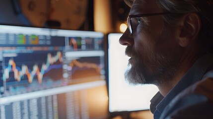 Man trading online, symbolizing stock market investment, cryptocurrency exchange, financial analysis, digital trading, and modern economic decision-making

