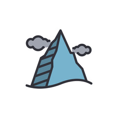 Stylized Mountain Peak With Geometric Slopes And Wispy Clouds Icon