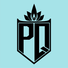 PQ Logo with Elegant Crown Symbol and Shield