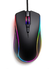 RGB gaming mouse, isolated on white background. High-precision sensor with customizable lighting.
