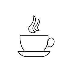 Hot Coffee Cup Icon – Minimal Line Art for Café and Breakfast Vector