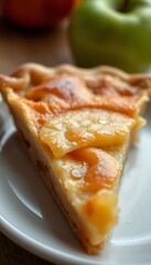 slice of apple pie on a white plate