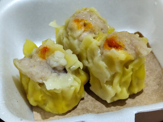 Dimsum The food menu at the Mie Gacoan restaurant, which has a soft texture and a strong taste.