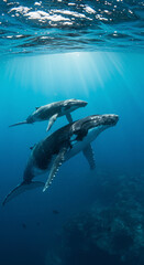 Whale Swimming Underwater Ocean