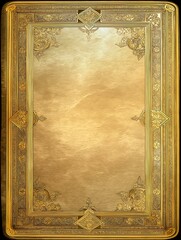 Golden Frame with Ornate Design on Textured Background: Vintage Style with Elegant Border and Luxurious Details in Warm Hues 