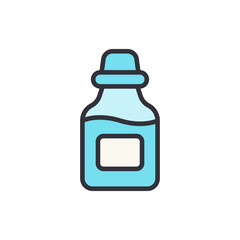 Apothecary Glass Container Filled With Pale Cyanic Liquid Content