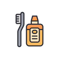 Daily Oral Hygiene Essentials Depicted With Toothbrush And Mouthwash