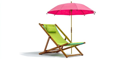 Deck Chair with Umbrella. Deck chair with an umbrella isolated on white background. 