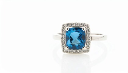 Elegant Blue Sapphire Ring With Diamond Halo