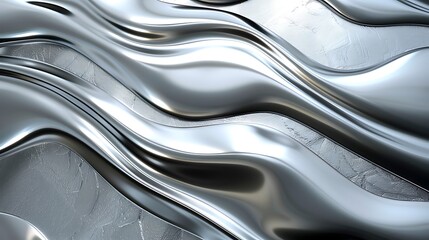 Abstract background with flowing silver metallic texture