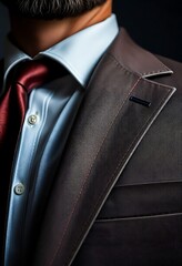 close up of a man wearing a suit and tie