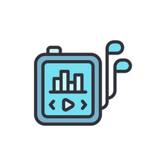 Digital Music Player With Earphones For Listening In The Go