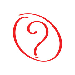 Red Hand-drawn Question Mark with circle