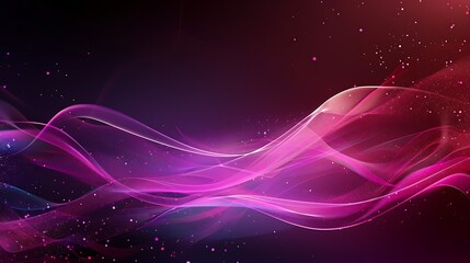 Fototapeta premium Abstract wavy lines with gradient color and particle effects on a dark background