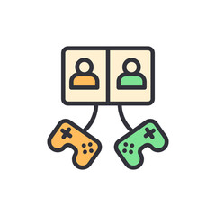 Online Multiplayer Gaming Competition With Two Players Interface Icons