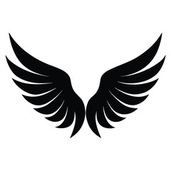 Obraz premium Elegant black angel wings silhouette vector design isolated on a bright white background