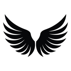 Obraz premium Elegant black wing silhouette depicting freedom grace and angelic imagery on white background