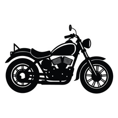 Obraz premium Bold motorcycle silhouette emblem with sleek lines, dynamic curves, and a powerful stance—perfect for biker logos, club patches, or racing team branding. 