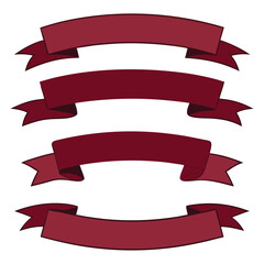 Obraz premium Elegant burgundy ribbons set for design projects isolated on white background