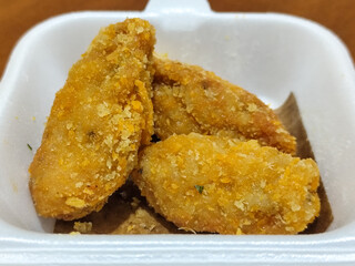 Udang keju or cheese prawns. Food menu at the Mie Gacoan restaurant, which has a crispy texture and a strong taste.