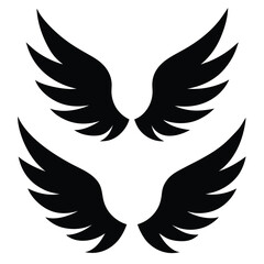 Elegant vector illustration of black angel wings in two different pairs on white background