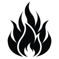 Simple black and white flame icon representing burning energy and symbolizing heat