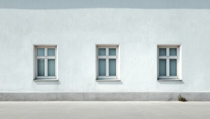 White building with three windows architecture