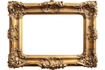 Ornate golden frame with detailed carvings for elegant art displays and designs