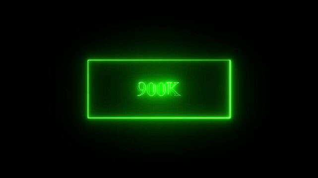 Animation of glowing neon rainbow color 900K Views Celebration Icon isolated .900K Social views icon isolated .neon sign social media ranking.glowing neon 900k animation on black background. 900k .4k