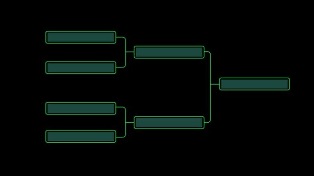 Championship tournament bracket, 4 team format, neon flat design, isolated white background, sports template for soccer, tennis, basketball, baseball, or football