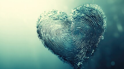 Abstract heart shape formed by a fluid fingerprint design.