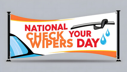 National check your wipers day banner in vector format.