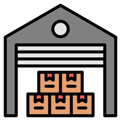 Warehouse outline color icon