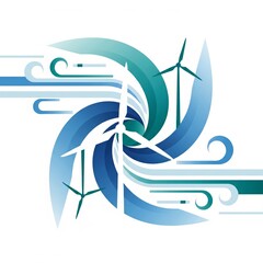 Wind Energy Modern Technology Concept Art Turbine Illustration