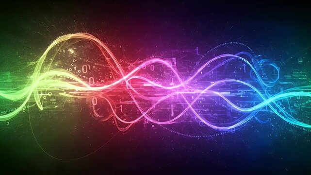 Abstract digital waves of light and numbers