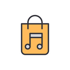 Shopping Bag Featuring A Musical Note Icon For Music Purchases