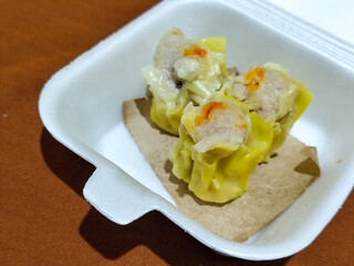 Dimsum The food menu at the Mie Gacoan restaurant, which has a soft texture and a strong taste.