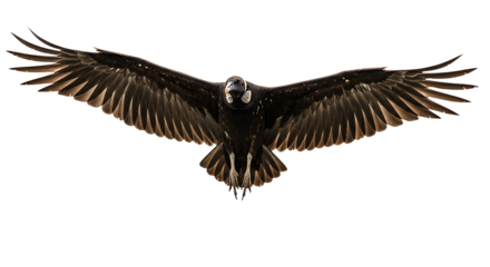 Majestic Black Vulture Soaring with Fully Extended Wings and Detailed Plumage