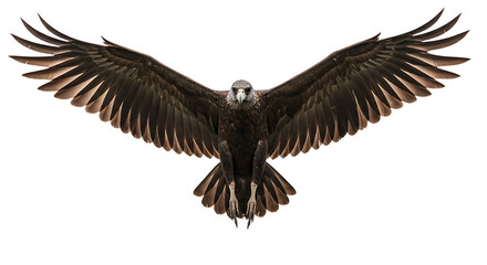 Fototapeta premium Majestic DarkBrown Eagle in Flight Wings Spread Wide