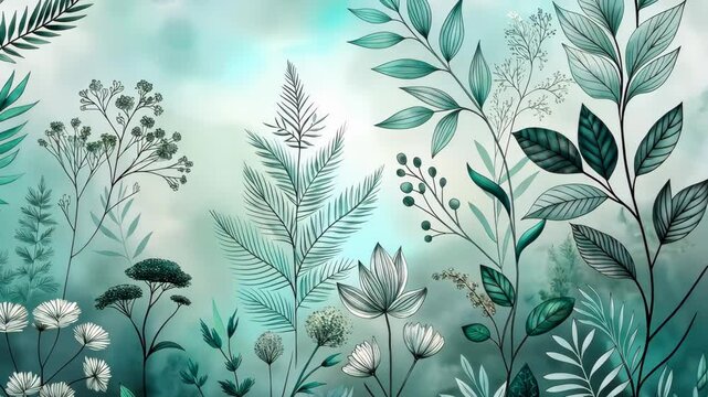 Serene Teal Botanical Garden A Tranquil Escape into Nature's Embrace