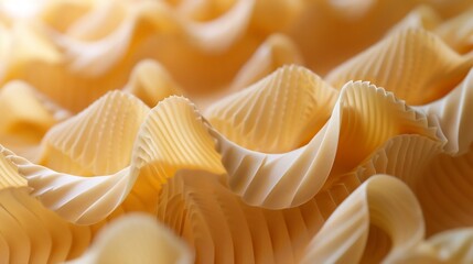 Contemporary geometric AI generated pasta design featuring kinetic generative textures and tactile food art