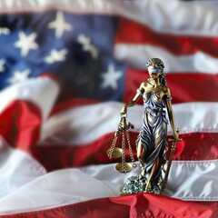 Justice figure with American flag
