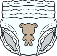 Cute Cartoon Baby Diaper Illustration