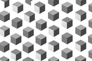 Obraz premium Seamless pattern of gray and white isometric cubes on a transparent background, creating a geometric and modern design
