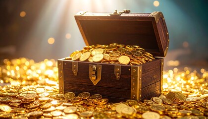 Treasure chest filled with gold coins